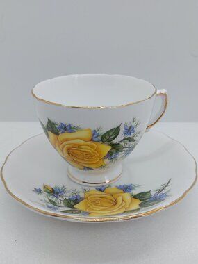 Vintage Royal Vale Tea Cup And Saucer Yellow Rose Made In England